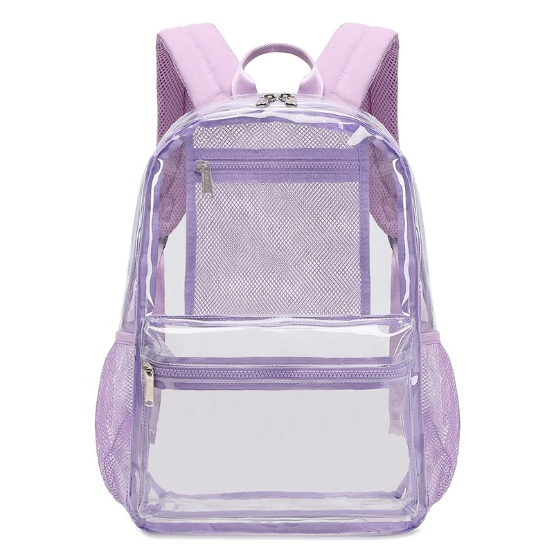 Custom High Quality Transparent School Backpack Women Men Travel Backpack Bag PVC TPU Backpack Kids Clear Bag Stadium Approved