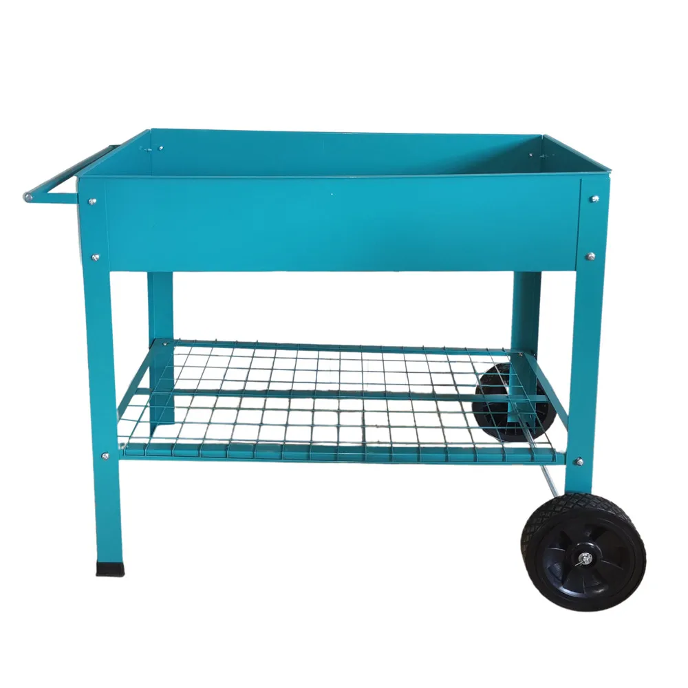 Garden Raised Bed Planter Cart Out Door Metal Garden Bed with Wheels Grow Vegetables Flowers