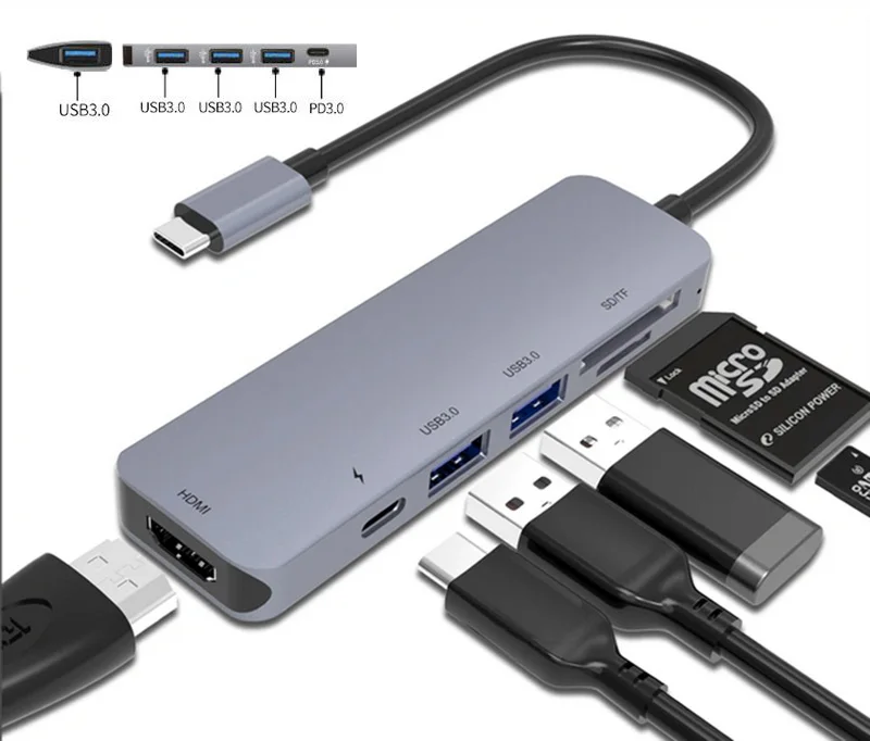 USB Type C to 4K Digital AV Multiport Hub, USB-C (USB3.1)PD Charger docking station adapter