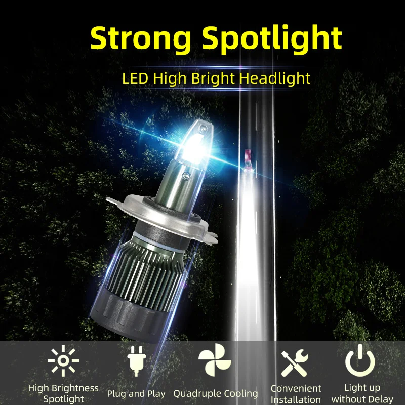 OEM Focos Led for Xenon Lampadas Headlamps H7 Foco Led H4 12000Lm 50W Luces para Autos Np300 Headlight Lamp Mobil Led Light Car