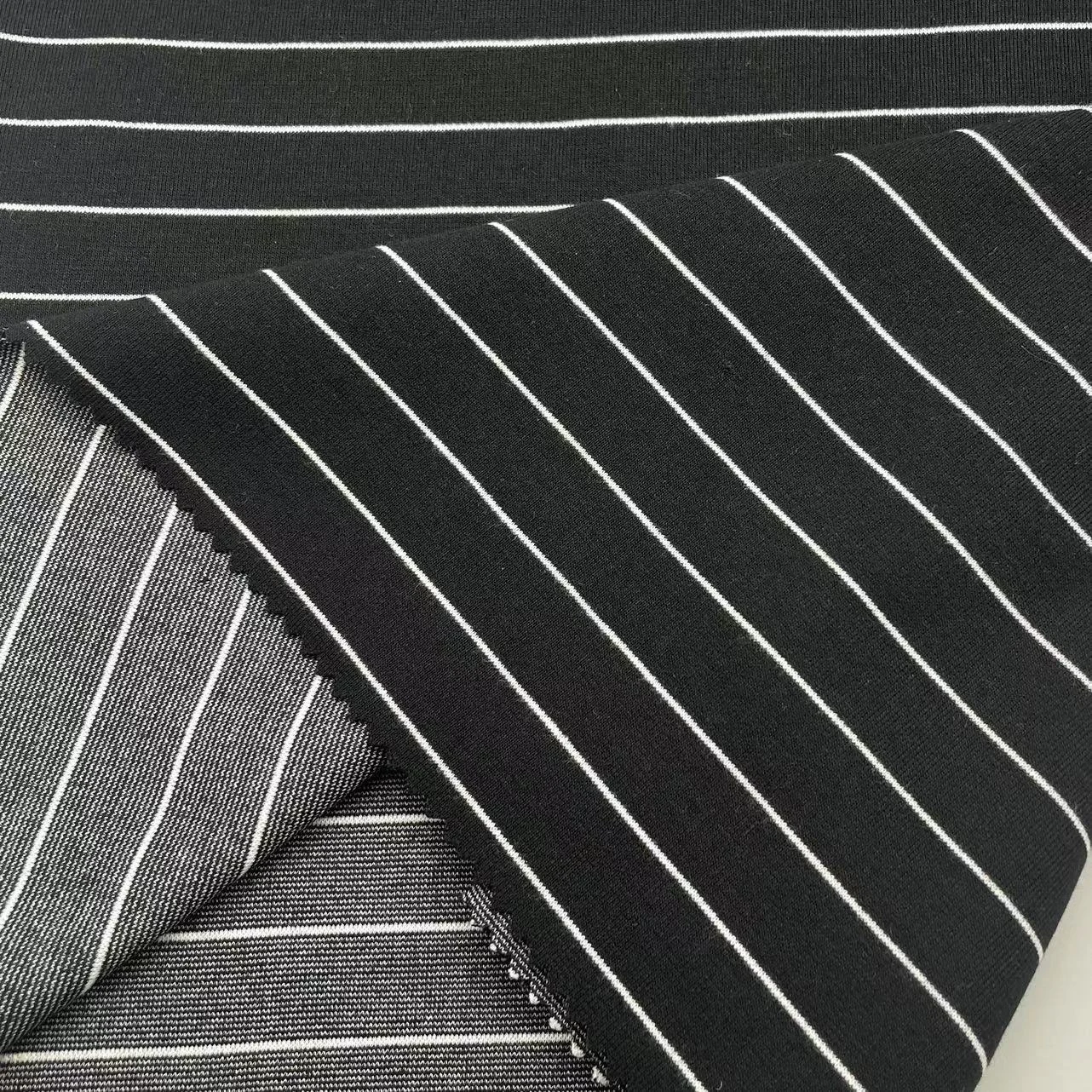 Knitted Yarn Dye Stripe 300Gsm 60% Polyester 35% Rayon 5% Spandex TR Ponti De Roma Fabric For Dress Pants Coat Uniform