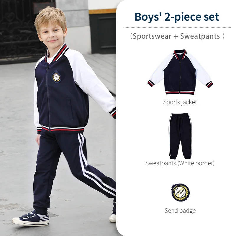 Бейсбольное костюмы для девочек женские в стиле «лолита»; Детская школьная форма; Костюмы детского сада; Сезон весна-осень; Бело-военно-морской флот школьные тренировочные