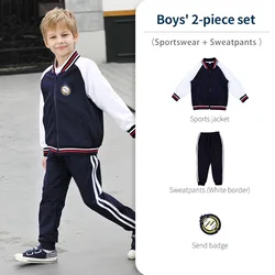 Бейсбольное костюмы для девочек женские в стиле «лолита»; Детская школьная форма; Костюмы для детского сада; Сезон весна-осень; Бело-военно-морской флот школьные тренировочные костюмы