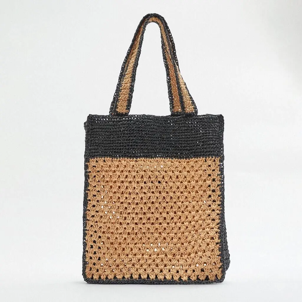 2022 The Newest Style Ladies Handbags Summer  Leisure Paper Straw Woven  Beach Tote  Fashion Custom Crochet Beach Travel Bag