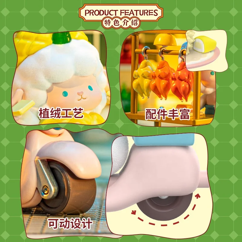 Hot selling items cute collection ornaments Curly sheep mystery box mini characters gourmet street blind box toys figures