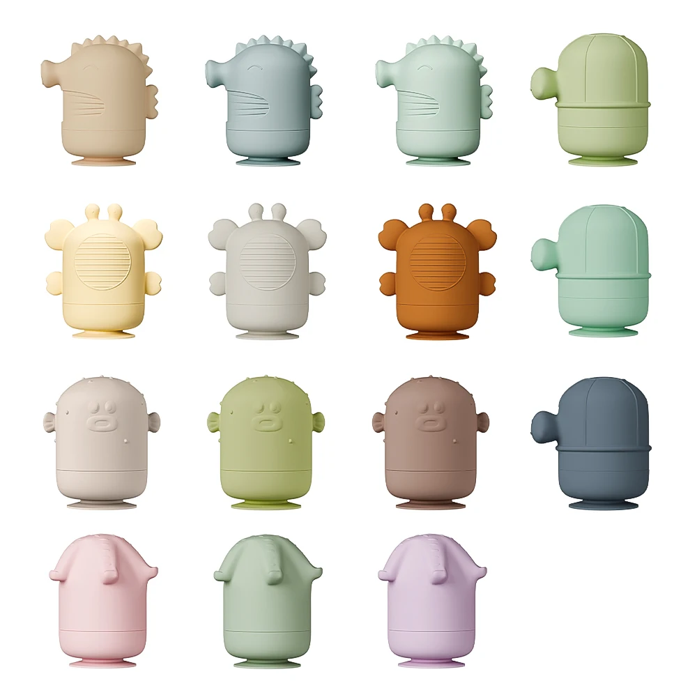 New Arrival BPA Free Food Grade Silicone Marine Animal Crab Sea Horse Shape Baby Bathing Shower Bubble Suction Silicone Bath Toy