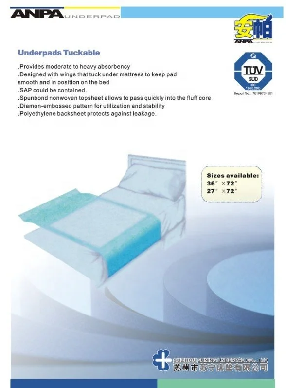 80cm*180cm Fluff Core Disposable Hospital Bed Liners with Wings