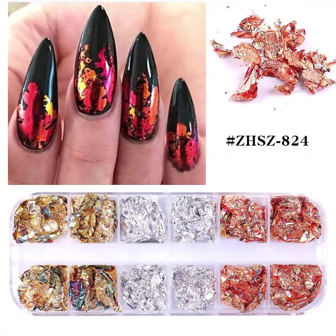 2024 newest DIY gold foil nail decoration accessoriesnail aluminum foil paper art glitter on foil for nail design press on nails