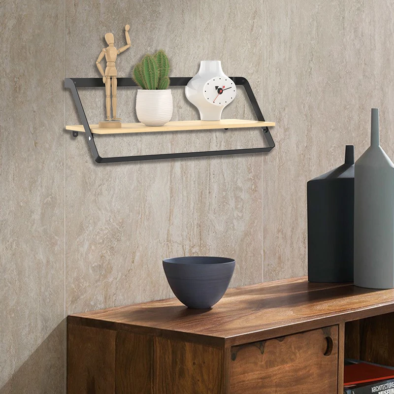 WIREKING Modern Low Price Hanging Metal and Wood Wall Mounted Rack Shelf  Storage Rack for Bedroom Living Room