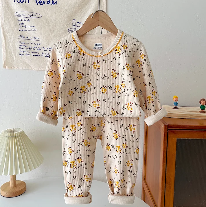 Bulk wholesale winter kids boys girls pj cotton long johns thermo underwear suit