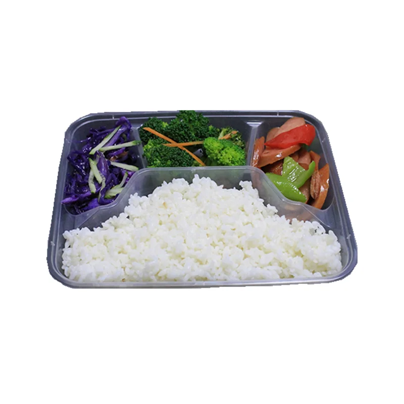 
Disposable biodegradable take away 4 compartment divided plastic stackable microwave transport lunch box food container 