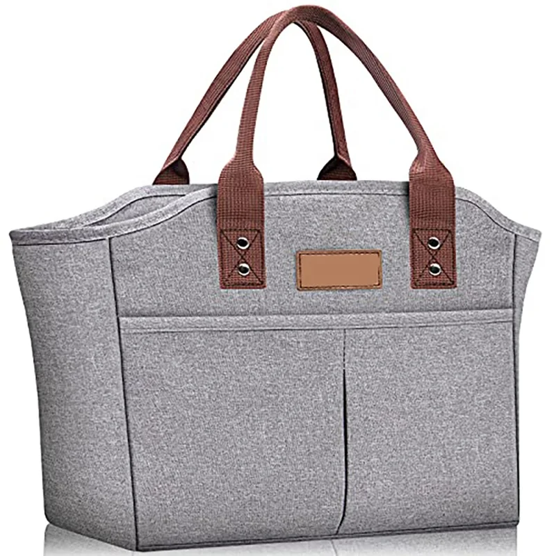 Manufacturer Custom Wholesale Reusable Portable Colorful Cotton Fabric Waterproof For Men Women Thermal Insulated Lunch Tote Bag