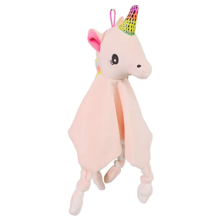 Cartoon Soft Comforter Baby Animal Handkerchief With Ring Paper Baby Towel Toy Doll