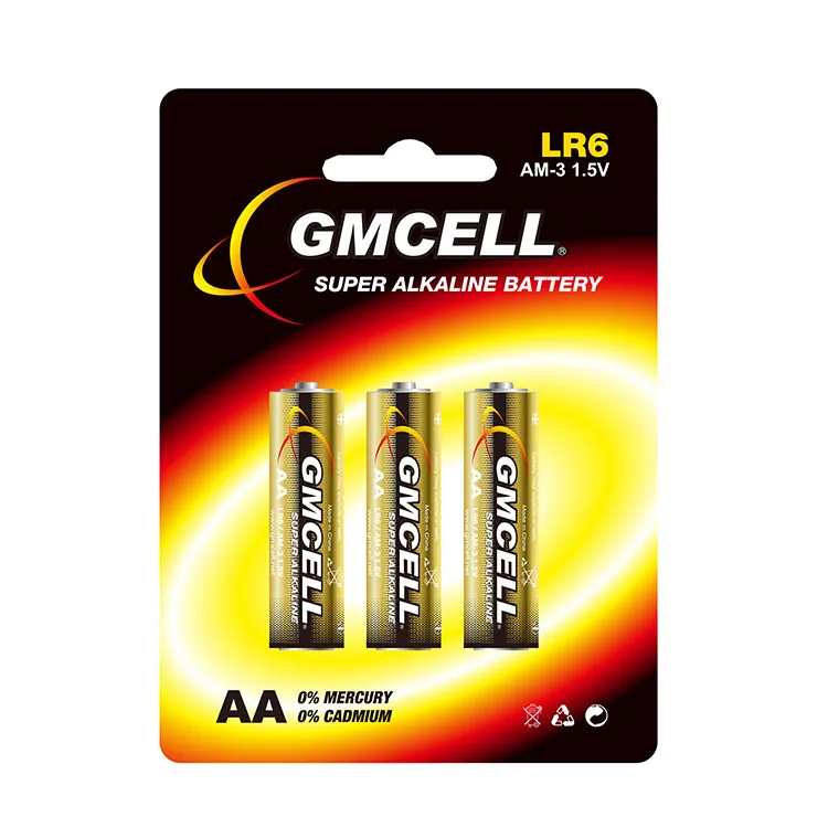 GMCELL Alkaline Battery Lr6 Am-3 Super Dry Cell Batteries for Toys 1.5v Aa Size Aluminium Foil Power Flash Alkaline Cylindrical