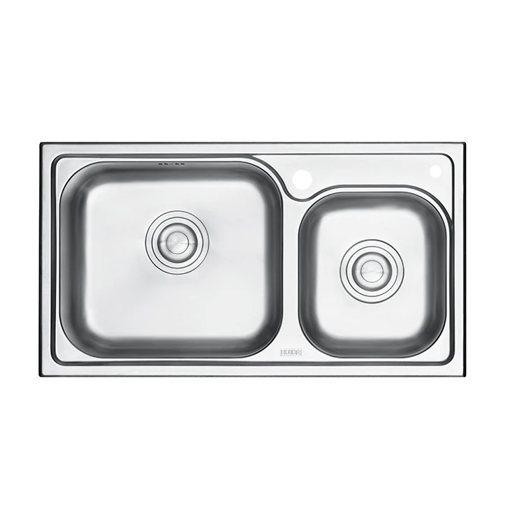 HUIDA hand made double square shape bowl SS material kitchen sink
