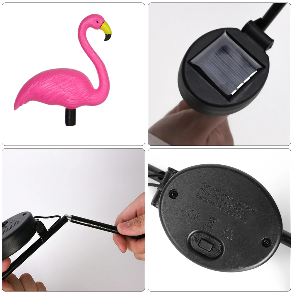 New Product Solar Light Outdoor Lawn Decoration Pink Flamingo Garden Ornaments for Decorative Garden Fences