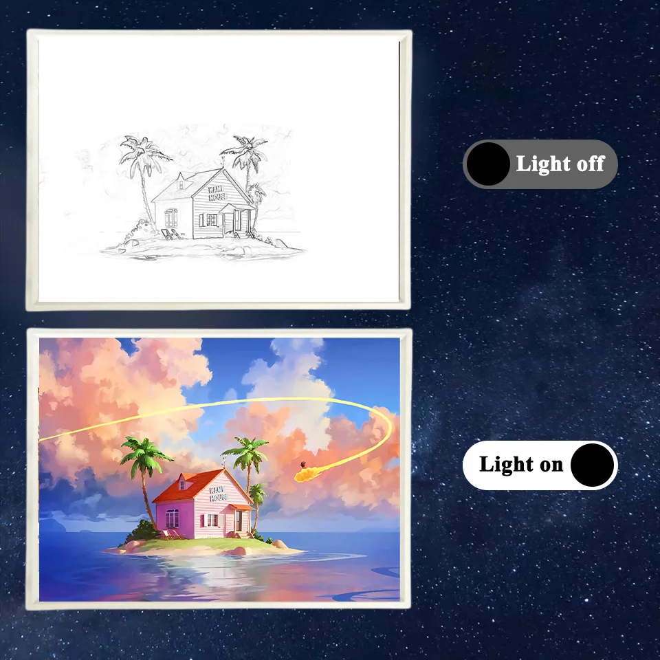 Excellent USB Plug-in Charge Led ABS Frame Creative Mirror Night Light Table Lamp 3D Customized Painting Table Lamp