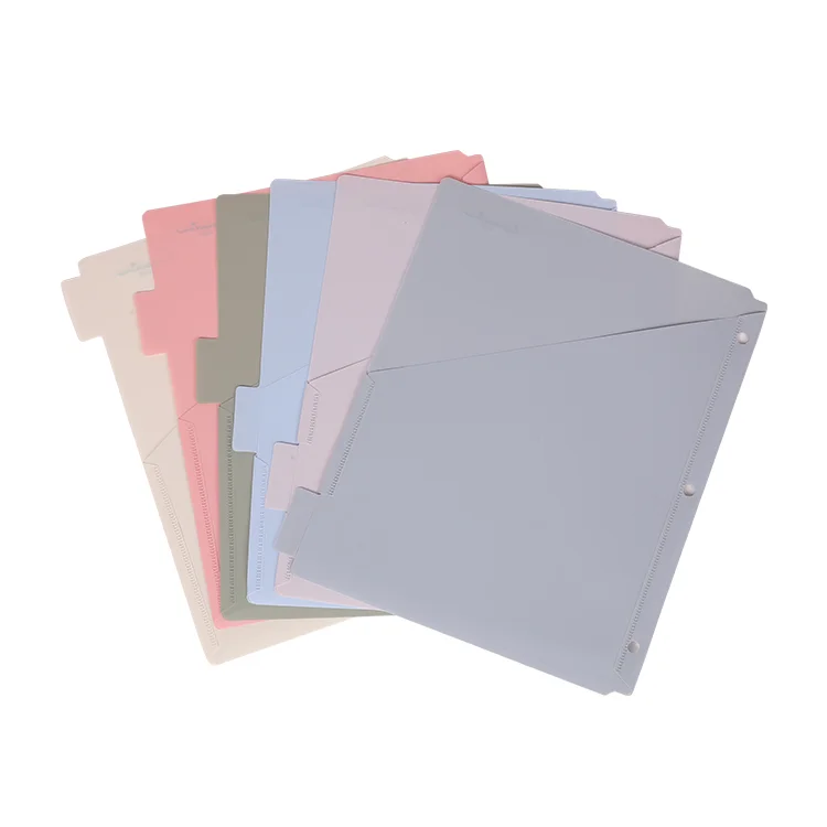 3-Rng Binder Plastic Index Card Dividers Pocket 8 Tab PP Folder Paper Protective Cover Three Hole Insertable Pocket Dividers