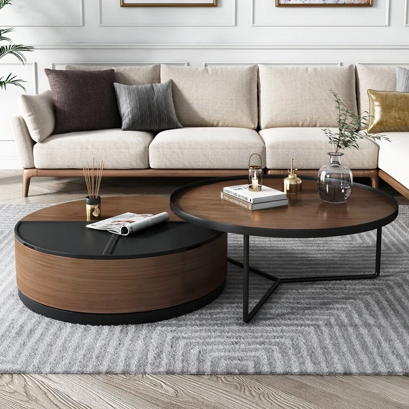 Simple Living Room Furniture Modern Wooden Center Round Coffee Table with Storage