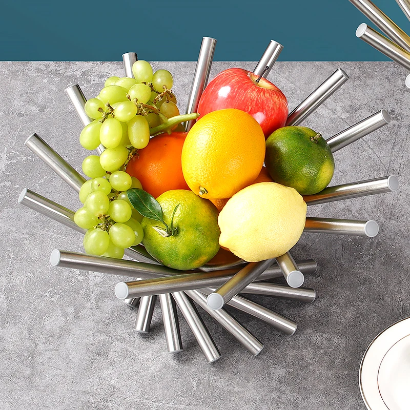 Factory wholesale high quality foldable stainless steel rotating fruit basket household multifunctional rotating storage basket