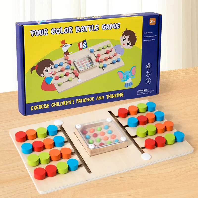 2-player Battle Game Friendly Safe Wood Sliding Puzzle Board Games for Kids Boys Girls