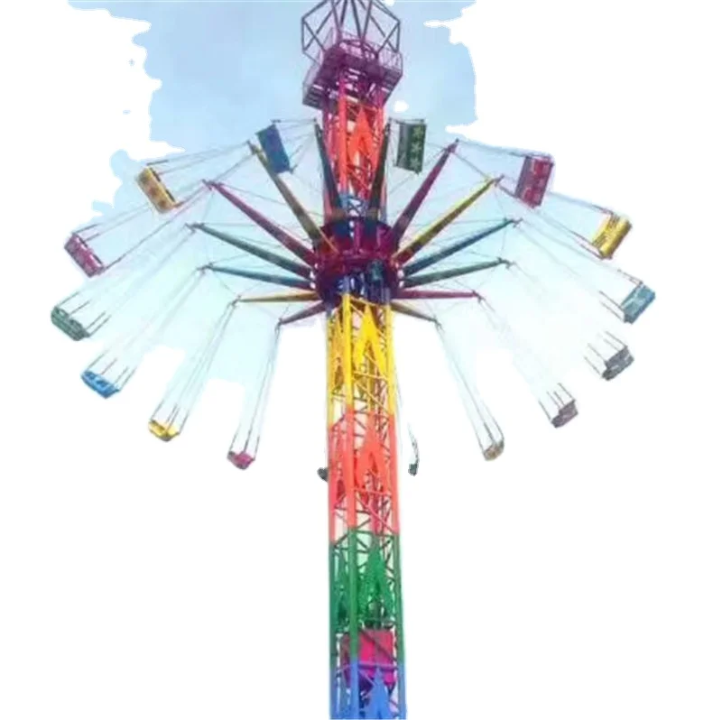 Big promotion adults amusement equipment 32m free fall rotary flying tower rides for sale