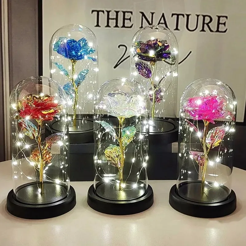 Подарок на День Святого Валентина для подруги вечная роза светодиодная фольга цветок в стеклянном чехле матери подарок свадьбу подружке невесты