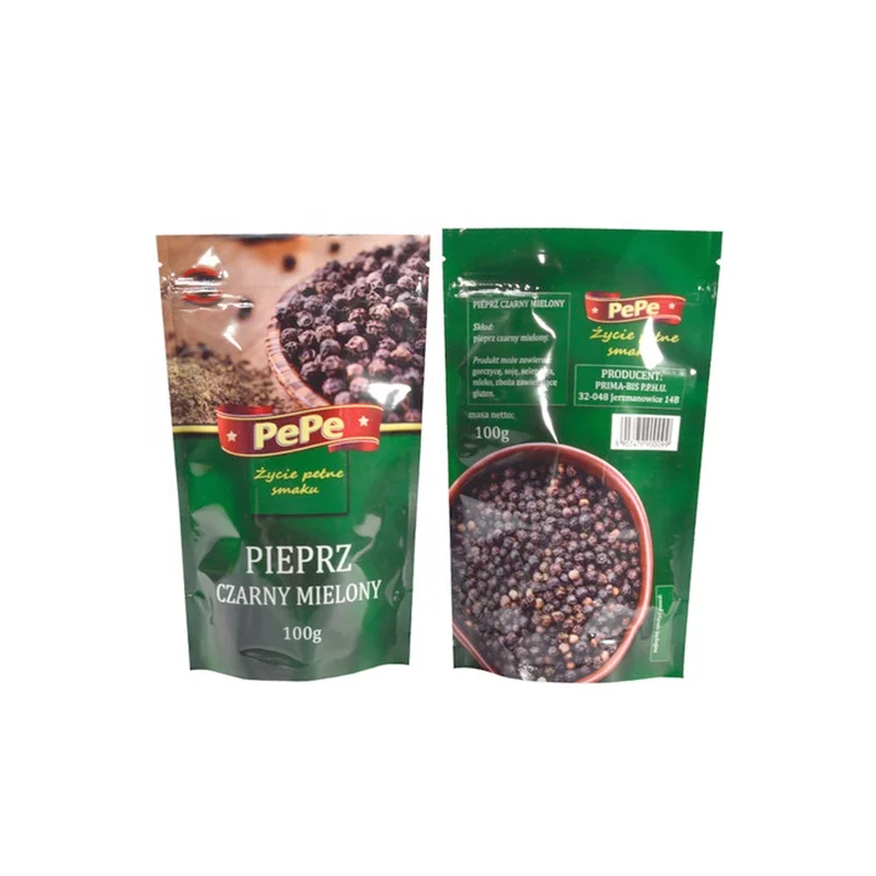 Digital Printed Spice Reusable Plastic Stand Up Pouch Pepper Seasoning Packaging Bag