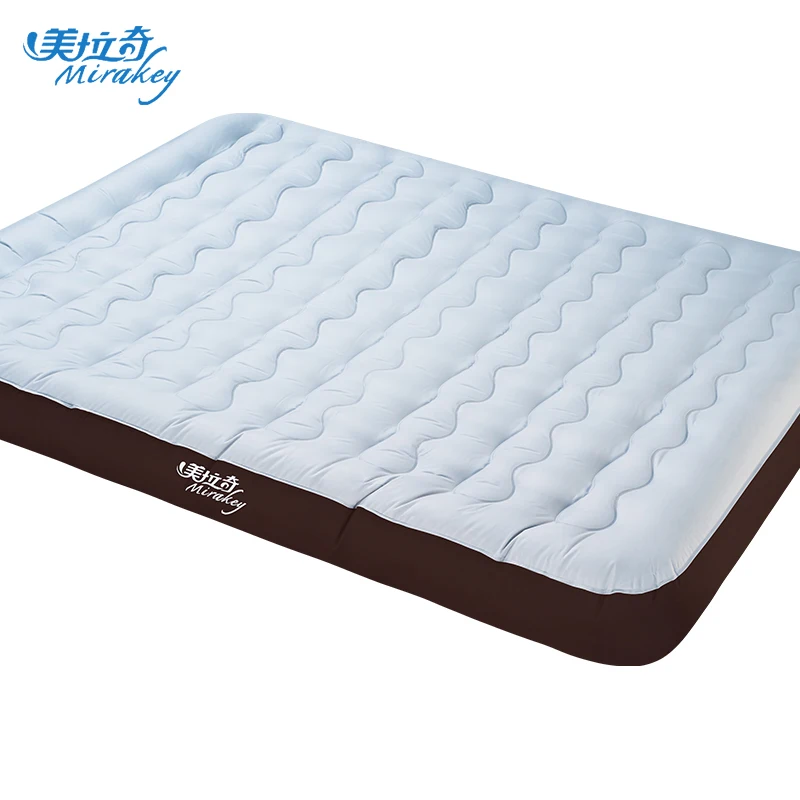 Mirakey Customized Foldable Skin Friendly Flocking Fast Inflating and Deflating Single Inflatable Air Bed Mattress for Camping