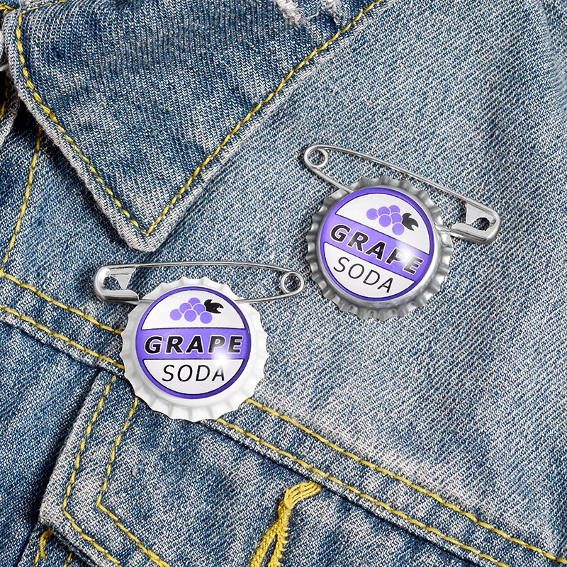 Creative Grape Soda Bottle Cap Brooches Pin for Clothes Backpack Drink Classic Brooch Jewelry Gift For Friends