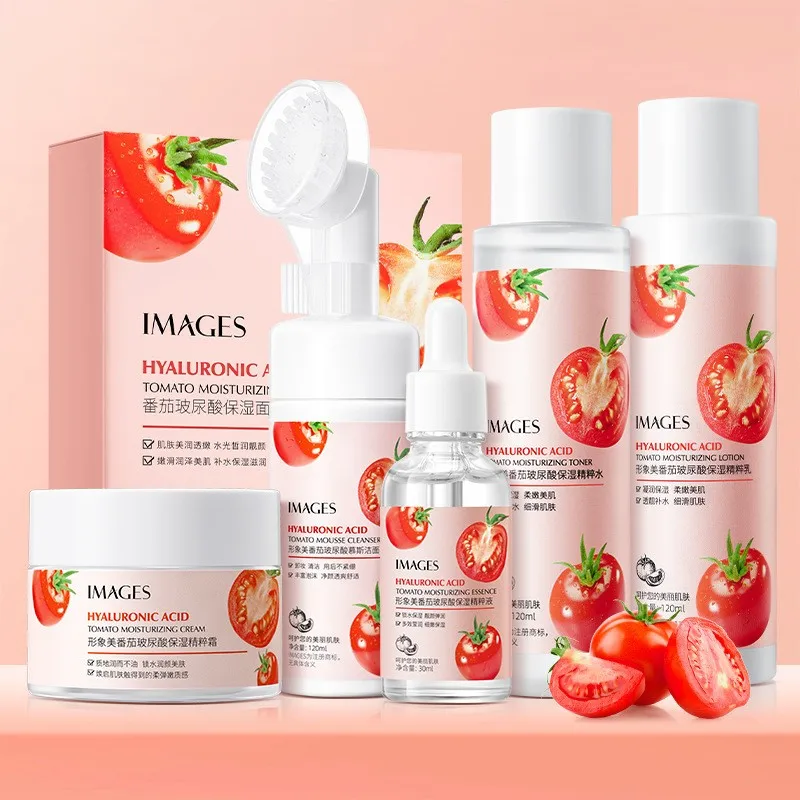 IMAGES Tomato vitamin C Facial serum Mousse brush foam cleanser hyaluronic acid hydrating Whitening skincare face serum set