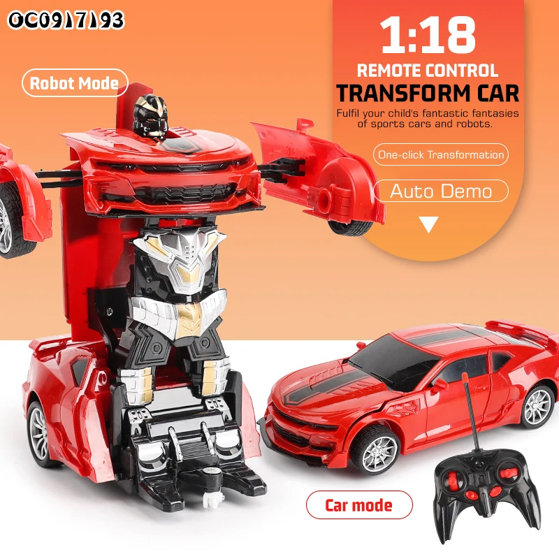 Wholesale 1:18 rc cartoon robot remote control deformation car toy with light