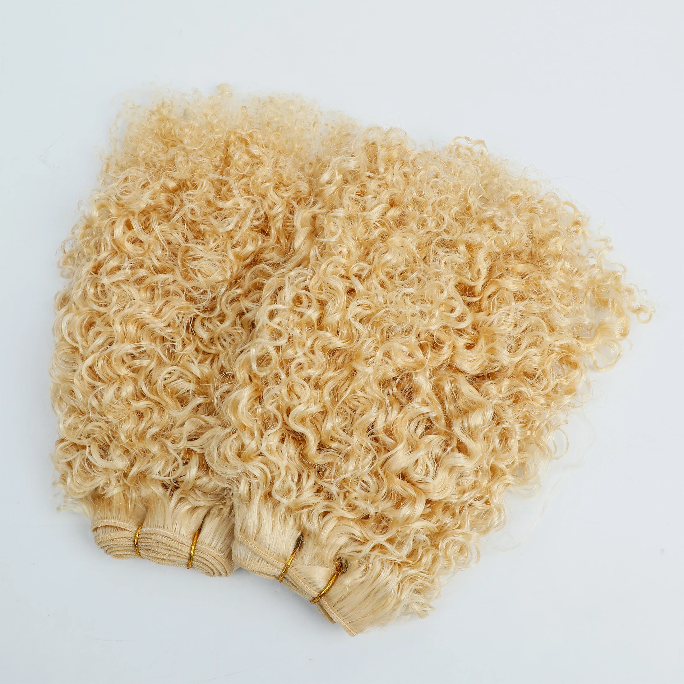 Wholesale Double Drawn Russian Human Hair Extension Curly Blonde Hair Bundles