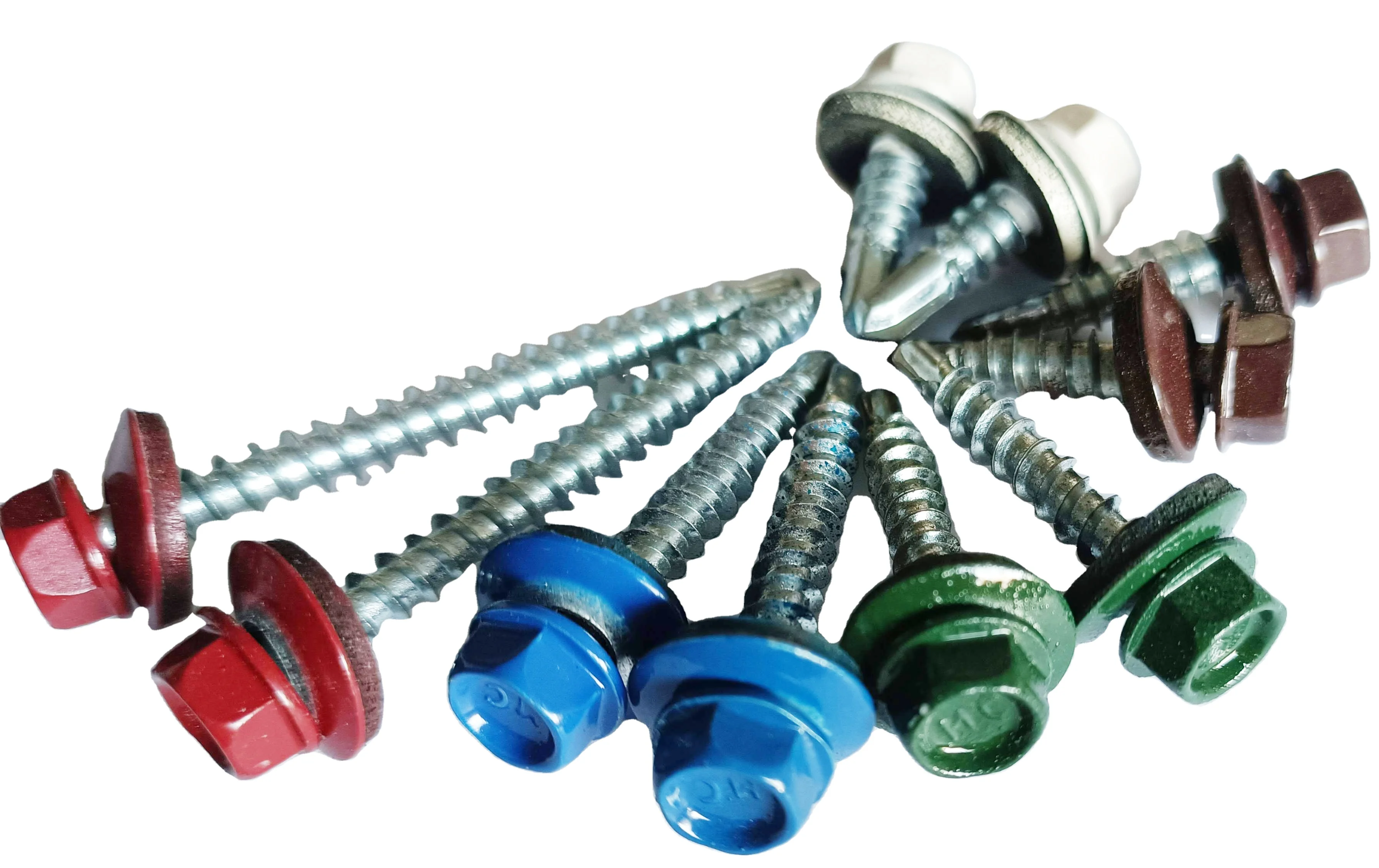 ANSI Paint color Piercing screw /EPDM washer with head stamp logo