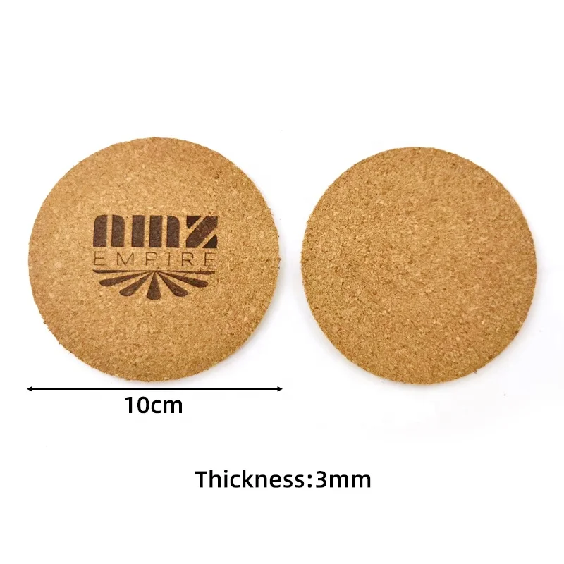 Natural Round Cork Coasters With Metal Holder  Thick Cold Drinks Wine Glasses Mugs Cups Cork Coaster