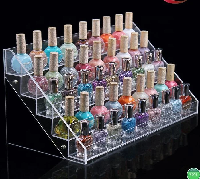 custom cosmetic shop acrylic nail polish product display counter shelf rack,makeup display stand for store