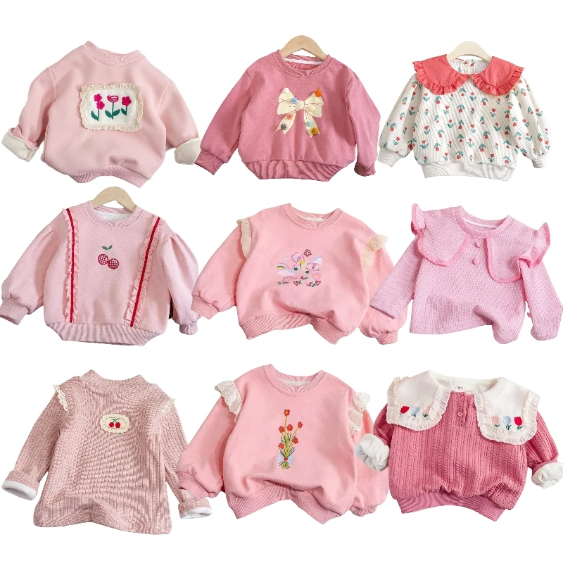 Custom Comfortable Girls Cute Pullover Sweatshirt Casual Long Sleeve Plain Crew Neck Sweatshirt