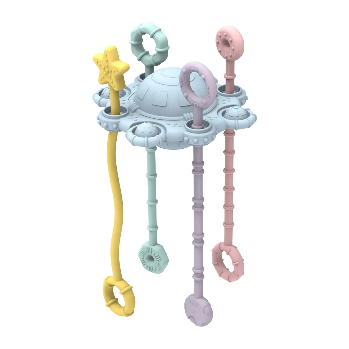 Baby Funny Sensory String Toy Push Pop Silicone Rope Kids Educational Montessori Pull String Toy for Baby 18M+ Soft Toy Unisex