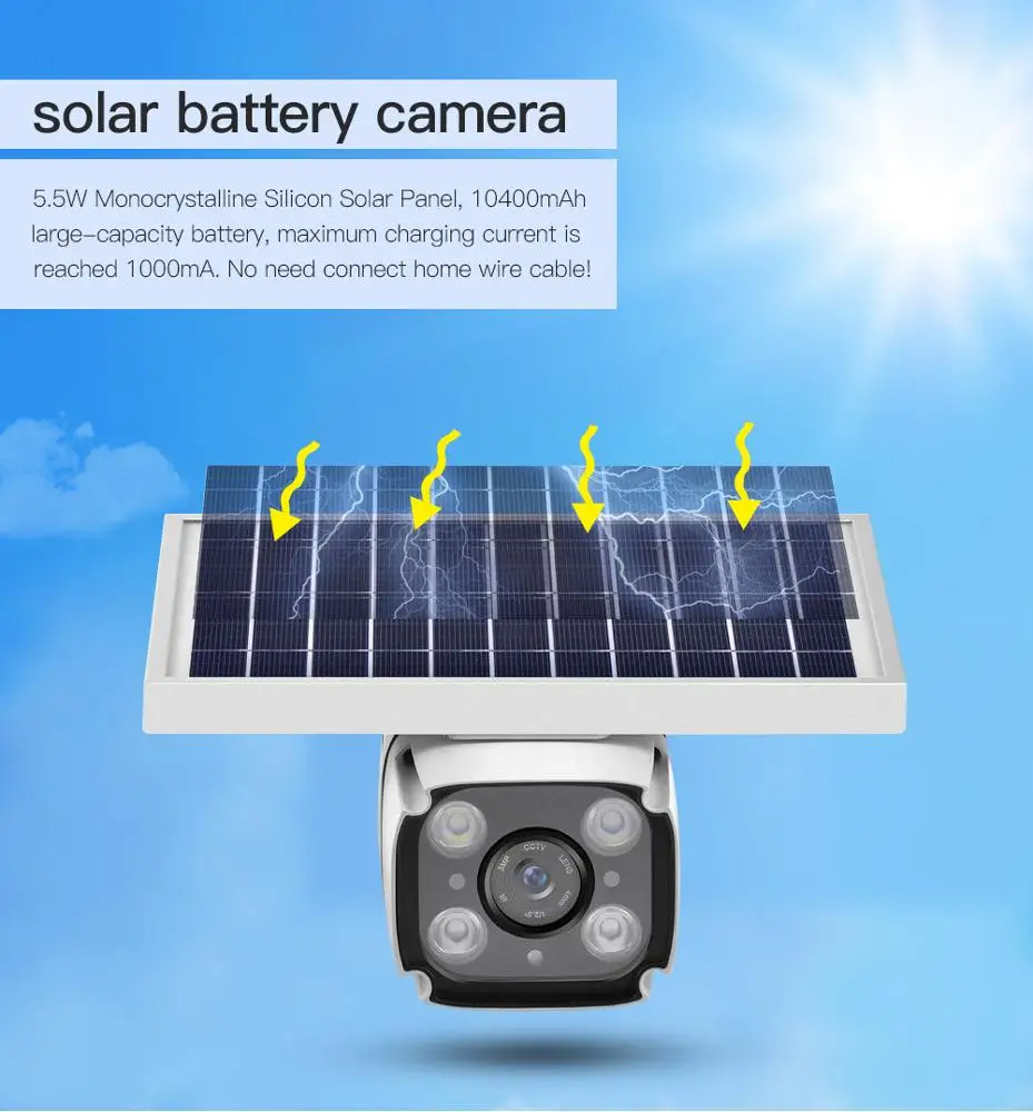 1080P Solar IP Camera 2MP Wireless Wi-fi Security Surveillance Waterproof Outdoor Camera IR Night Vision Solar Power HD Camera