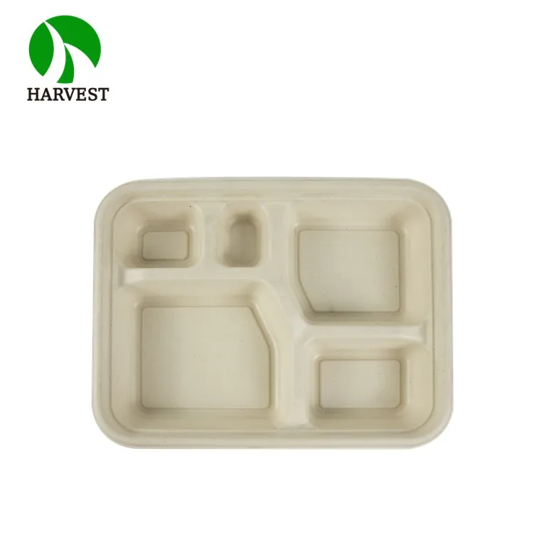 Natural Disposable Bagasse Single Use Eco Packaging Sugar Cane Take Out Paper Lunch Box Food Container