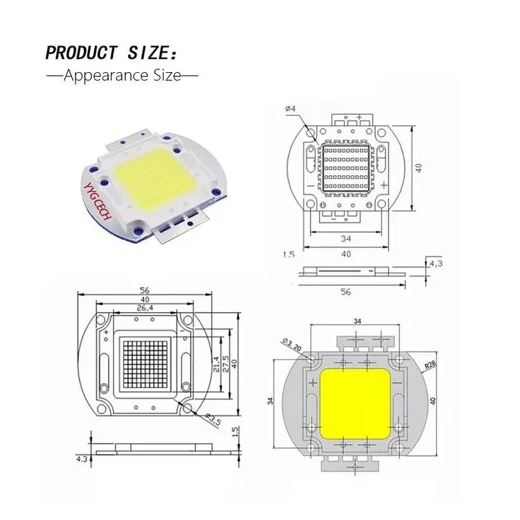 Hot Sale 80w Led Cob Beads Chip Warm Cold White For UV IR COB led Audience Light Floodlight Cob Chips