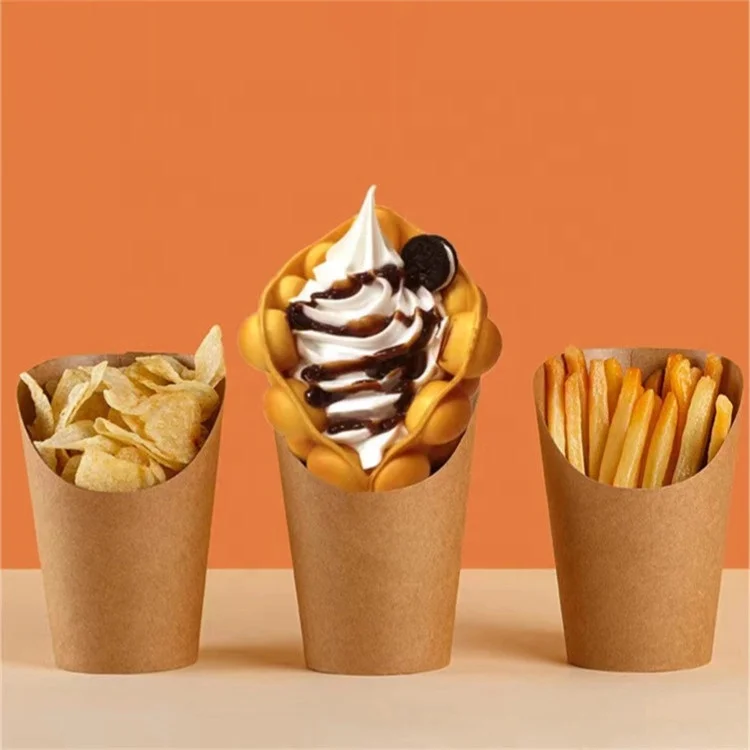 Biodegradable 12oz 16oz 32oz Eco-Friendly French Fries Paper Cup Fast Food Restaurant Chip Scoop Cup