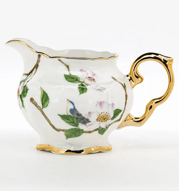 
New Bone gold rim luxury white tea sets with creamer sugar Jug 