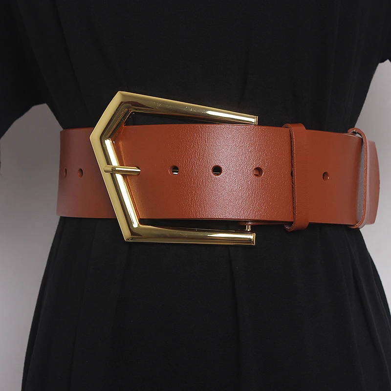 High quality Genuine Leather wide belt women cowhide leather belt