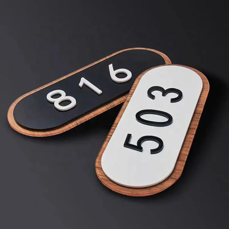 Custom No MOQ Office Door Sign Adhesive Acrylic Door Sign Apartment Hotel Number Plaque House Number Plate