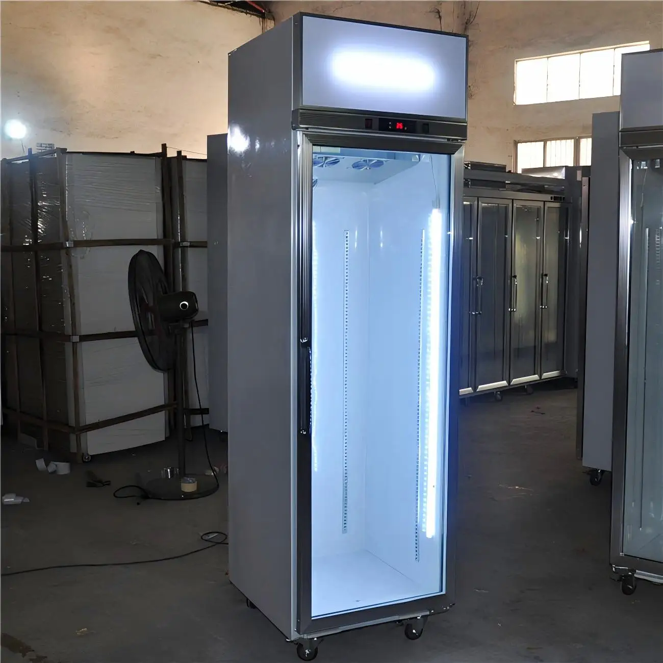 Upright Single-Temperature Vertical Refrigerator with Glass Door Beverage Ice Cream Display Supermarket Shops Cool Climate Type
