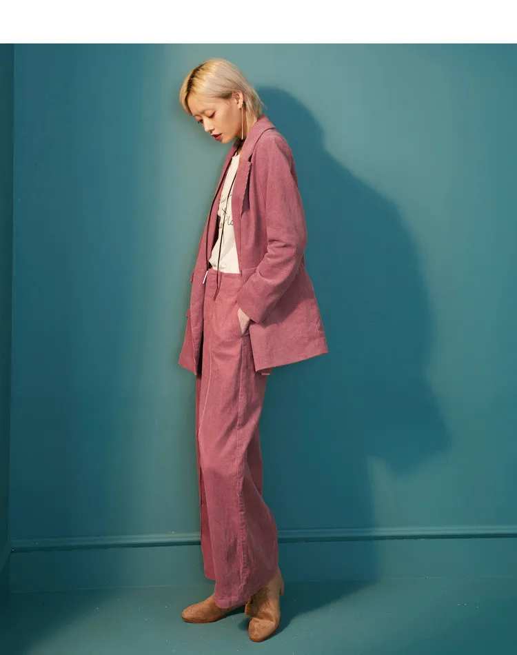 
New Design Pink Retro corduroy suit for women fashion suit 