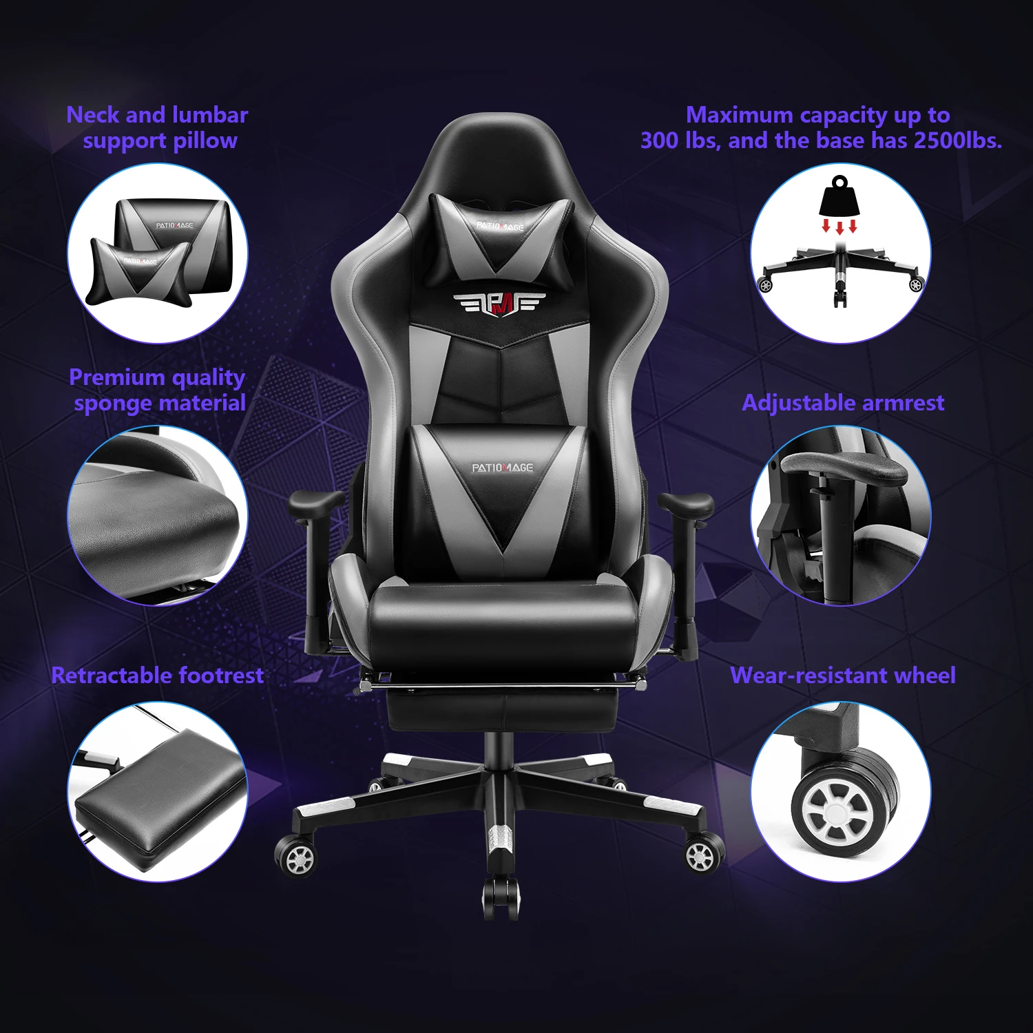 
Cheap Office Furniture Leather Swivel Lift recliner Computer Gaming Chair With Extendable Footrest 