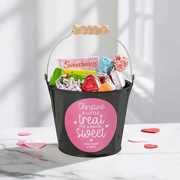 Custom Small Metal Tin Bucket Halloween Candy Bucket Chocolate Packaging Metal Handle Candy Galvanized Bucket