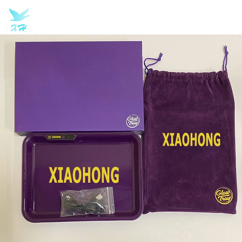 Custom Large LED Light Up Girl Rolling Tray and Grinder with Flash